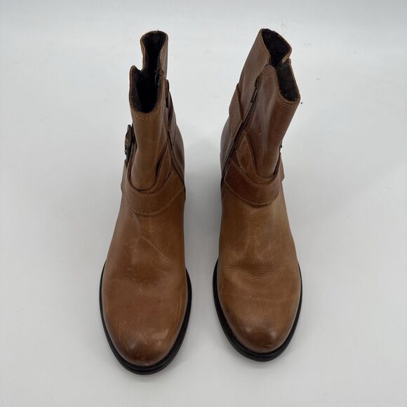 Ten Points Brown Tan Distressed Leather Ankle Boots Lined Size EU 40 - Picture 2 of 14